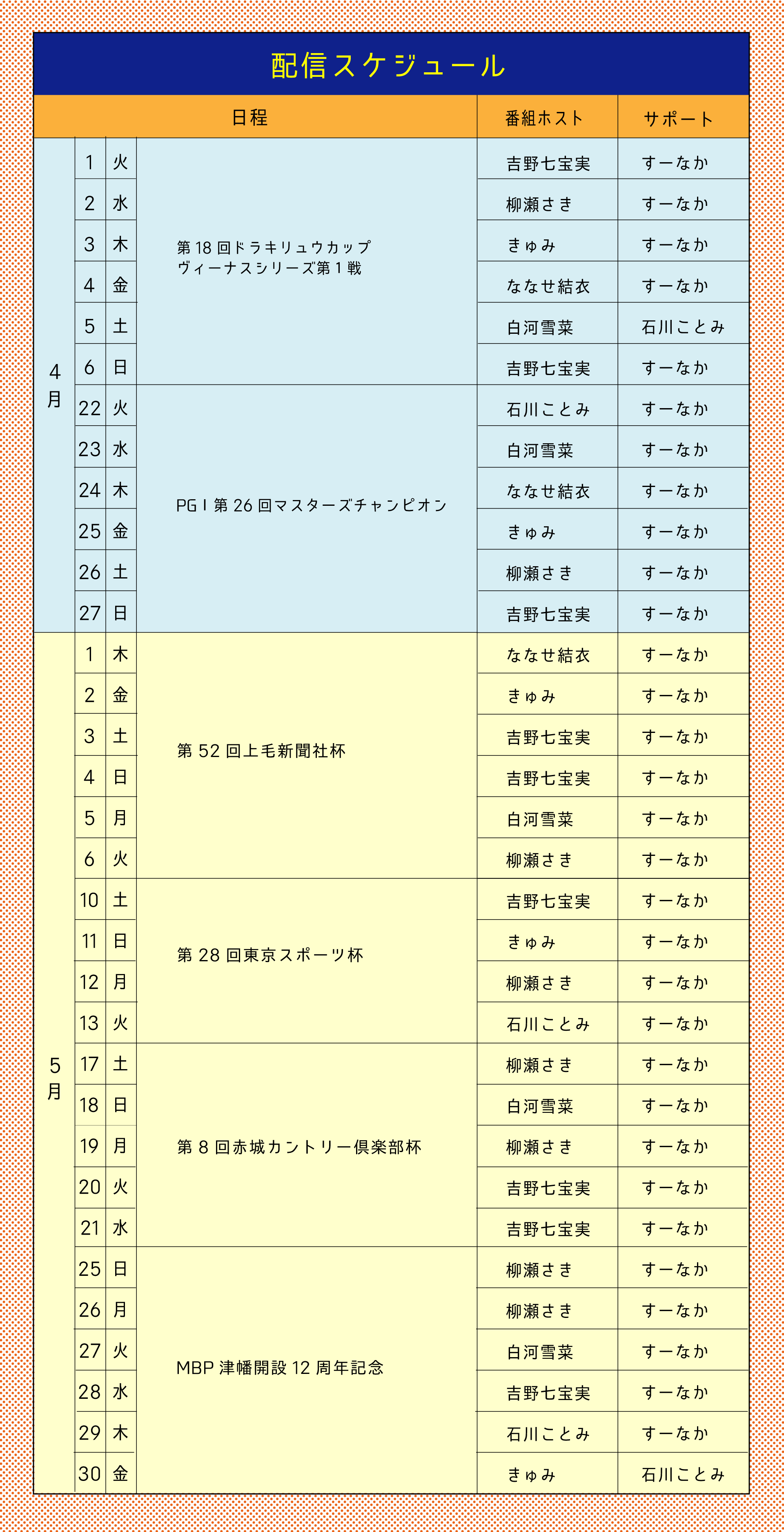 配信スケジュール一覧表