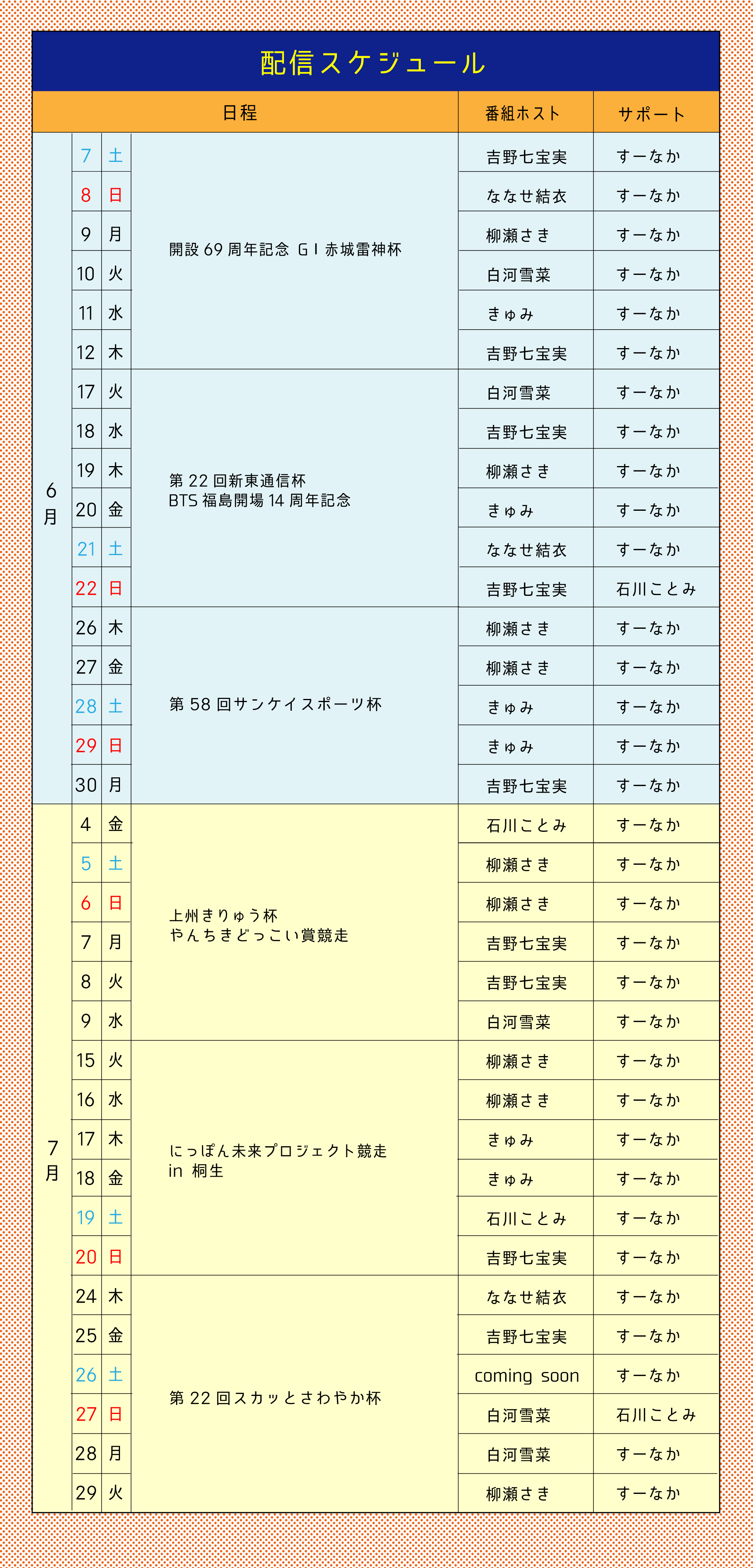 配信スケジュール一覧表